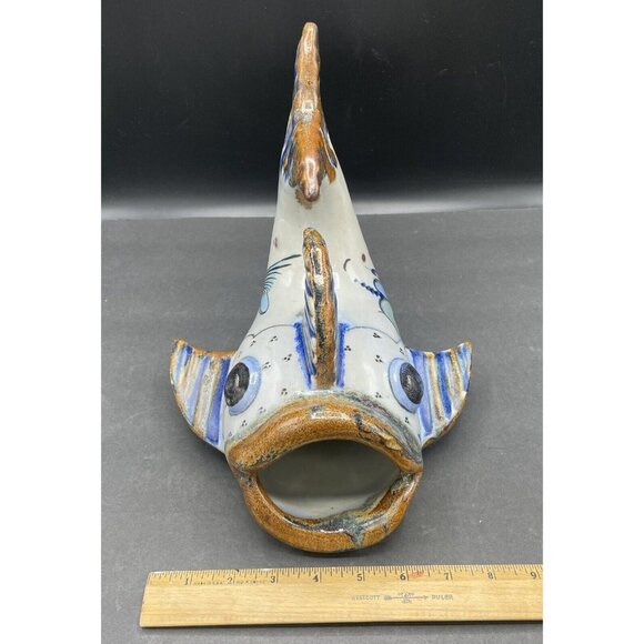 Ken Edwards Tonala Mexican Pottery Wide Mouth Fish Handmade Hand Painted Signed - Picture 11 of 13